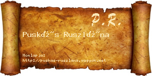 Puskás Ruszlána névjegykártya